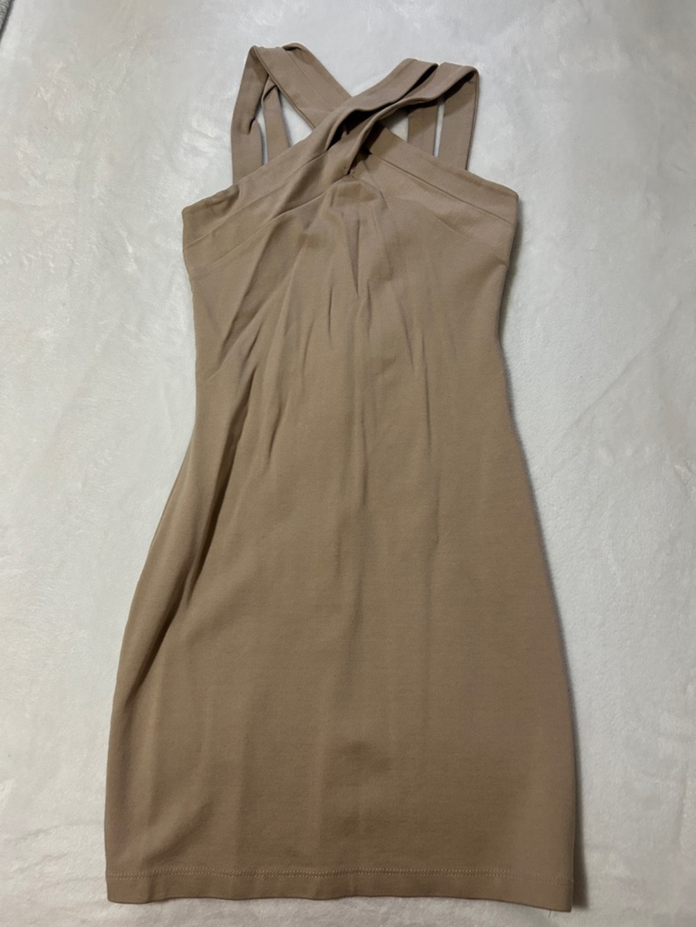 Women's Sleeveless Cross-Strap Taupe Dress